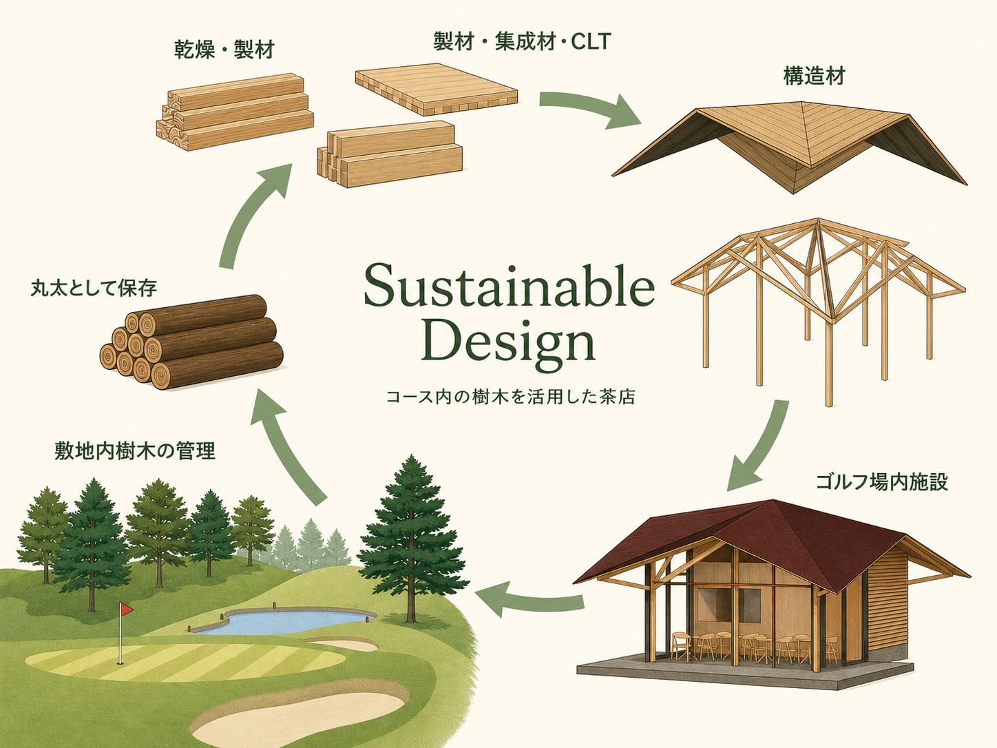 茶店に掲示されたSustainable Designの説明パネル